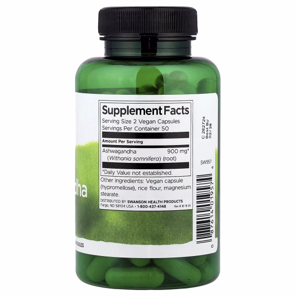 Swanson, Full Spectrum® Ashwagandha, 100 Vegan Capsules (450 mg per Capsule) - Image 3