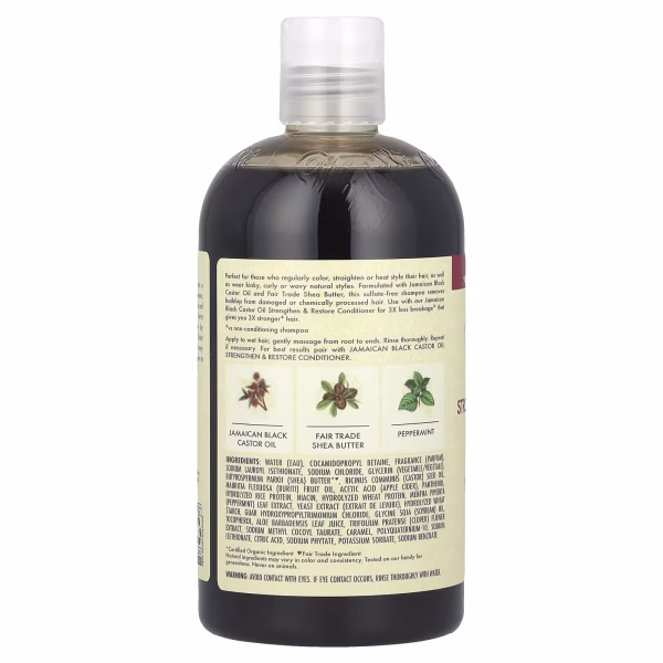 SheaMoisture, Jamaican Black Castor Oil, Strengthen & Restore Shampoo, 13 fl oz (384 ml) - Image 3