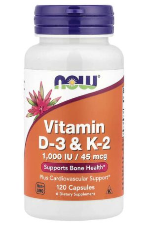 NOW Foods, Vitamin D-3 & K-2, 120 Capsules