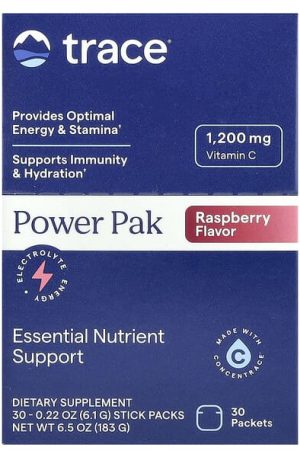 Trace, PowerPak, Raspberry, 30 Stick Packs, 0.22 oz (6.1 g) Each