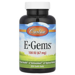 Carlson, E-Gems®, 67 mg (100 IU), 250 Softgels