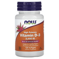 NOW Foods, Vitamin D-3, High Potency, 2,000 IU, 120 Softgels