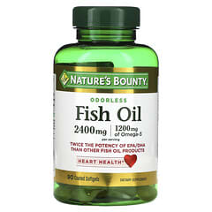 Nature's Bounty, Odorless Fish Oil, 2,400 mg, 90 Coated Softgels (1,200 mg per Softgel)
