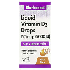 Bluebonnet Nutrition, Liquid Vitamin D3 Drops, Citrus, 125 mcg (5,000 IU), 1 fl oz (30 ml)