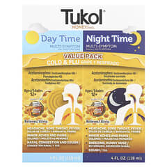 Tukol, Honey. Multi-Symptom Cold & Flu, Day Time & Night Time Value Pack, Ages 12+, Natural Honey, 2 Pack, 4 fl oz (118 ml) Each